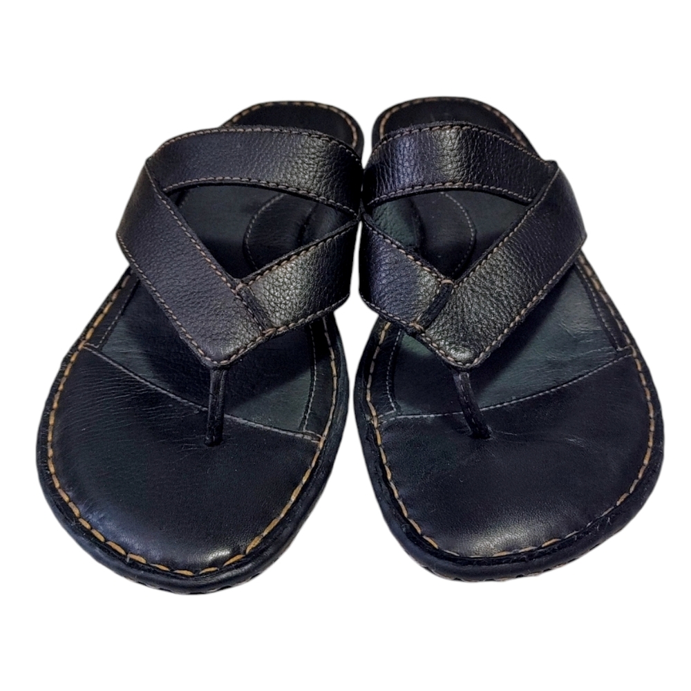 Born Black Leather Crisscross Slide Sandals - Picture 5 of 10